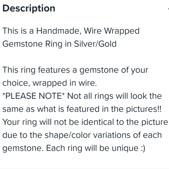 NEW handmade artisan gemstone wire wrap ring clear quartz or green adventurine - Picture 4 of 11